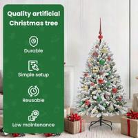 Kunstkerstboom met 150 LED Groen en Wit 120 cm PVC en Metaal - thumbnail