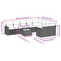 10-delige Loungeset met kussens poly rattan bruin - thumbnail