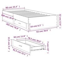 Bedframe met lades bewerkt hout sonoma eikenkleurig 90x200 cm - thumbnail
