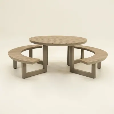 Vita Massa ronde picknicktafel taupe