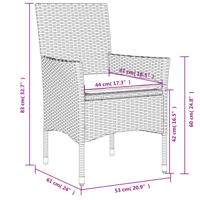 3-delige Tuinset met kussens poly rattan en acaciahout grijs - thumbnail