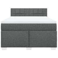 Boxspring met matras stof donkergrijs 140x190 cm - thumbnail