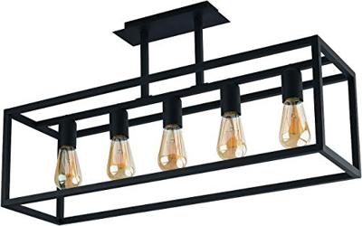 Lyora Strakke hanglampCrate 5-lichts zwart - 9047
