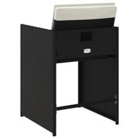 Tuinstoelen 4 st met kussens poly rattan zwart - thumbnail