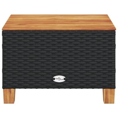 Tuintafel 55x55x36 cm poly rattan en acaciahout zwart