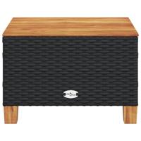 Tuintafel 55x55x36 cm poly rattan en acaciahout zwart - thumbnail