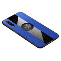 Voor Huawei Honor 9X Pro XINLI stiksels doek Textue schokbestendig TPU beschermhoes met ring houder (blauw) - thumbnail