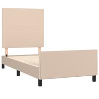 Bedframe met hoofdbord kunstleer cappucinnokleurig 80x200 cm - thumbnail