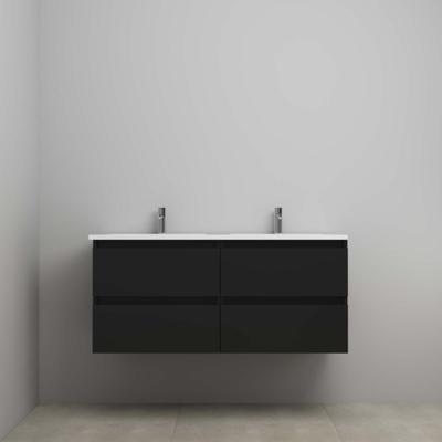 On-Line Onderkast - 120 cm - Voorgemonteerd - Acryl Wastafel - 2 Kraangaten - Mat Zwart