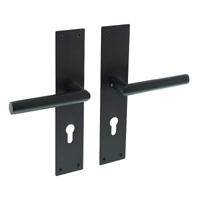Intersteel Deurkruk Jura Hoek 90° op schild profielcilindergat 72mm - mat zwart - thumbnail