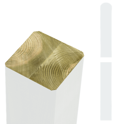 Witte Tuinpalen Hout 9 x 9 x 238 CM