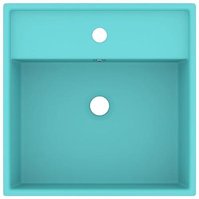 Wastafel met overloop vierkant 41x41 cm keramiek mat lichtgroen Wastafel met overloop vierkant 41x41 cm keramiek mat lichtgroen