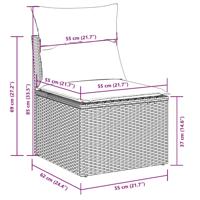 9-delige Loungeset met kussens poly rattan zwart - thumbnail