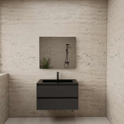 Badmeubel Boss & Wessing Paris 80 cm Mat Zwart Wastafel Compleet Hoogglans Antraciet Boss & Wessing