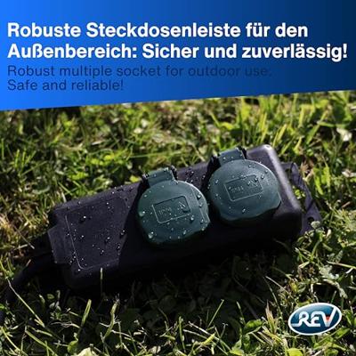 REV 0512467555 Stekkerdoos 2-voudig Zwart, Groen Randaarde stekker 1 stuk(s)