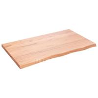 Wastafelblad 100x60x(2-4) cm behandeld massief hout lichtbruin - thumbnail