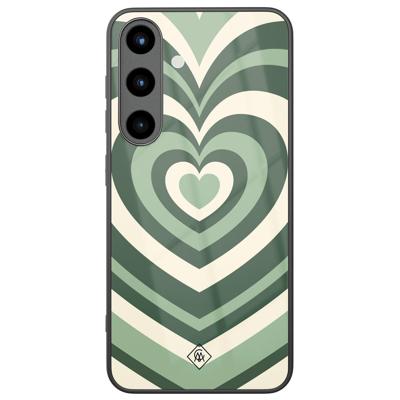 Samsung Galaxy S25 glazen hardcase - Hart swirl groen Samsung Galaxy S25 glazen hardcase - Hart swirl groen