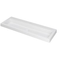 INK Dock Wastafel Polystone met 1 Kraangat - 1200x400x60 mm - Mat Wit - thumbnail