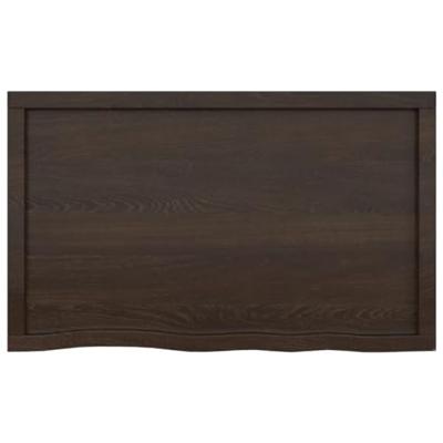 Wastafelblad 100x60x(2-6) cm behandeld massief hout donkerbruin
