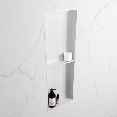 MONDIAZ EASY Nis 149,5x29,5cm in solid surface kleur Talc | Talc. 2 vakken geschikt voor in- of opbouw MONDIAZ EASY Nis 149,5x29,5cm in solid surface kleur Talc | Talc. 2 vakken geschikt voor in- of opbouw