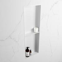 MONDIAZ EASY Nis 149,5x29,5cm in solid surface kleur Talc | Talc. 2 vakken geschikt voor in- of opbouw - thumbnail