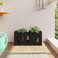 Plantenbak met hekontwerp 60x30x30 cm massief grenenhout zwart - thumbnail