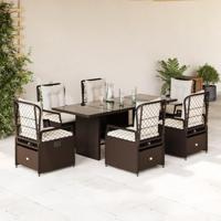 7-delige Tuinset met kussens poly rattan bruin - thumbnail