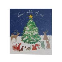 Kerstkaart - Kerstboom met Dieren (Set van 5) - thumbnail