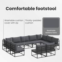 Tuinbankenset met kussen 12 pcs Zwart Aluminium - thumbnail