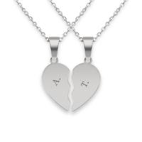 Gebroken hart ketting graveren - Zilver - thumbnail
