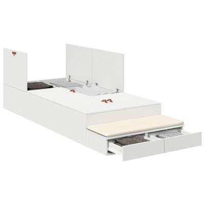 Opbergbedframe met lade met opslag Wit 100 cm Bewerkt hout