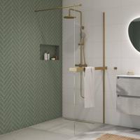 Saqu Modulo inloopdouche incl. antikalk 120x210cm met handdoekhouder geborsteld messing - thumbnail