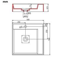 Wastafel 50x50x12,3 cm mineraal gegoten/marmer gegoten wit - thumbnail