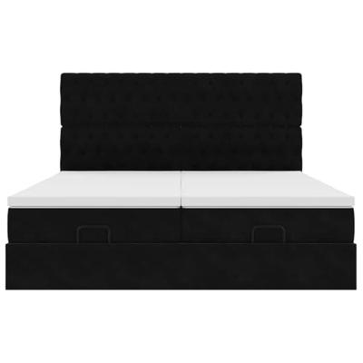 Ottoman bed met matrassen 160x200cm fluweel zwart