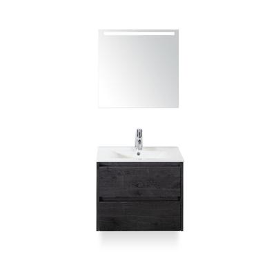 Dante Badmeubelset 60 cm - Black Oak - Keramische Wastafel Wit Enjoy - met Sence Spiegel