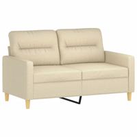 2-delige Loungeset met kussens stof crèmekleurig - thumbnail