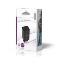 Nedis Oplader | 65 W | GaN | Snellaad functie | 3.0 / 3.25 A | Outputs: 3 | USB-A / 2x USB-C | Automatische Voltage Selectie - WCGPD65W100BK - thumbnail