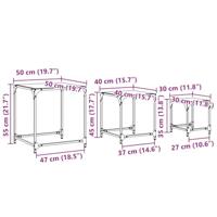 3-delige Tafeltjesset met transparant glazen blad staal - thumbnail