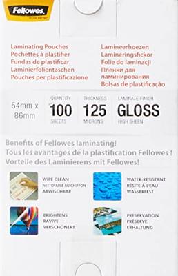 Fellowes Lamineerfolie 86 x 54 mm, Creditcard 125 micron glanzend 100 stuk(s) - thumbnail