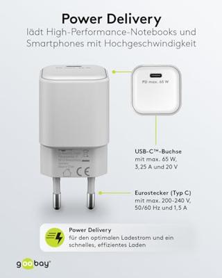 Goobay 65370 oplader voor mobiele apparatuur Hoofdtelefoons, Laptop, Smartphone, Tablet Wit AC Snel opladen Binnen