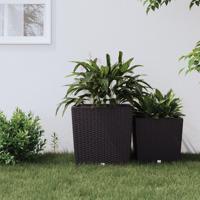 VidaXL Plantenbak met uitneembare bak rattan-look 37/64 l pp bruin - thumbnail