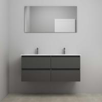 On-Line Badkamermeubelset - 120 cm - Voorgemonteerd - Porseleinen Wastafel - 2 Kraangaten - Spiegel - Mat Antraciet - thumbnail
