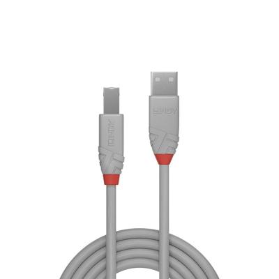LINDY 36683 USB-kabel USB 2.0 USB-A stekker, USB-B stekker 2.00 m Grijs