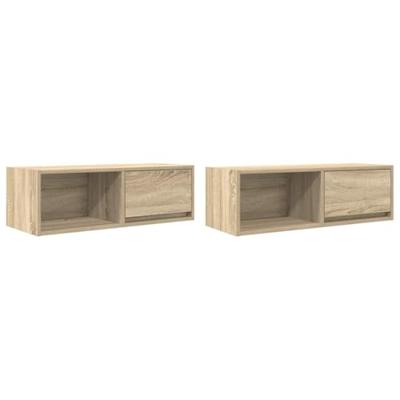 Tv-meubels 2 st 80x31x25,5 cm bewerkt hout sonoma eikenkleurig Tv-meubels 2 st 80x31x25,5 cm bewerkt hout sonoma eikenkleurig