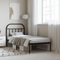 Bedframe met hoofdbord metaal zwart 90x200 cm - thumbnail
