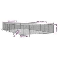 Hondenkennel voor buiten 8x16x2 m gegalvaniseerd staal zilver - thumbnail