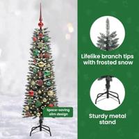 Kunstkerstboom met 150 LED Groen 120 cm PVC en Plastic en Staal - thumbnail