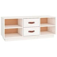 Tv-meubel 100x34x40 cm massief grenenhout wit - thumbnail
