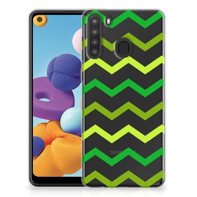Samsung Galaxy A21 | TPU bumper | Zigzag Groen Samsung Galaxy A21 | TPU bumper | Zigzag Groen