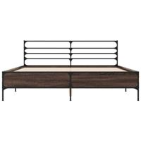 Bedframe bewerkt hout metaal bruin eikenkleur 160x200 cm - thumbnail